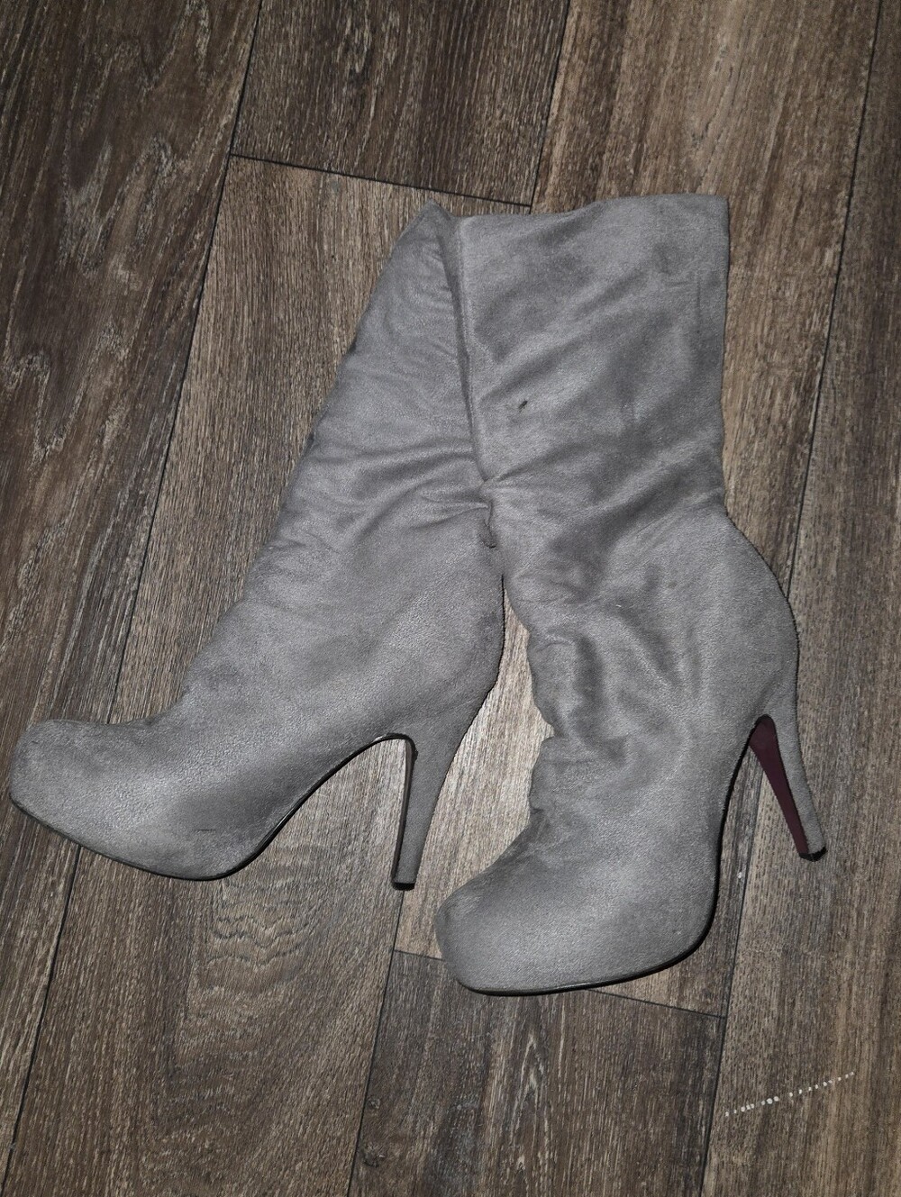 Jessica Simpson Feux Suede Gray Stiletto Boots 7.5
